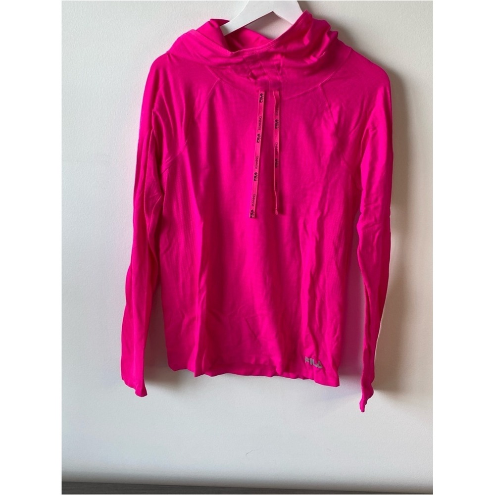 FILA Sport Running Hoodie Womens XL Bright Pink‎ Long Sleeve Performance Top